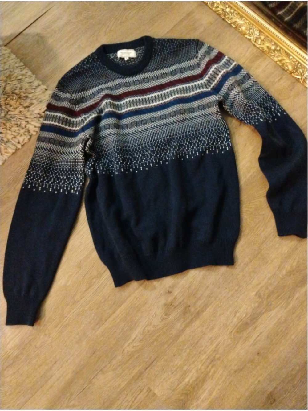 Men's Frank & Oak Crewneck Sweater Navy Grey Size M